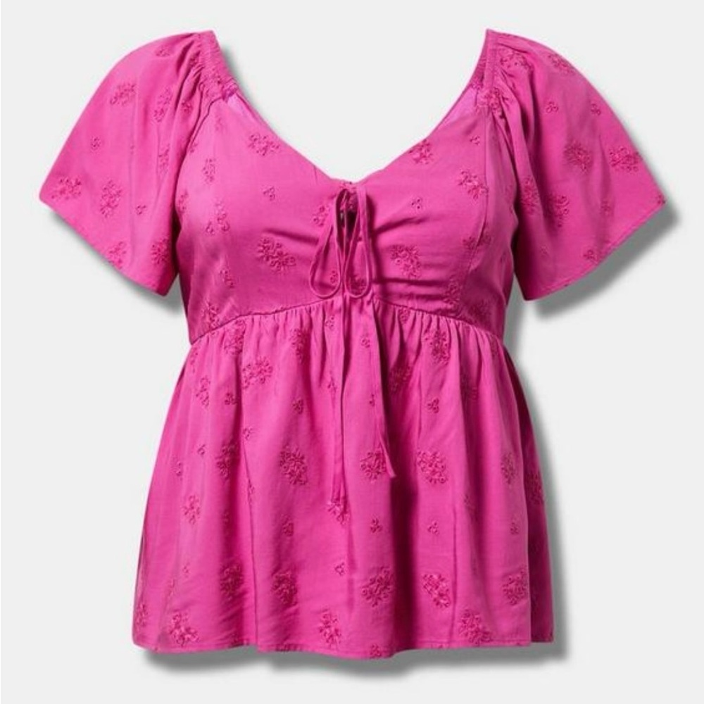 Torrid Vibrant Pink Embroidered Blouse NWT 4x